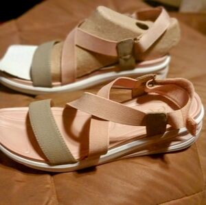 Arche Womens 10 pink & tan Wedge Slingback Sandal wedge arch support